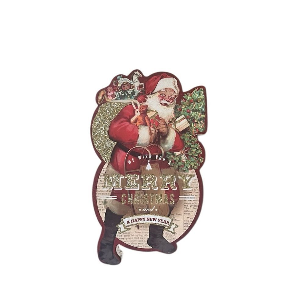 Vintage Santa Christmas Holiday & Happy New Year Storage Gift Box